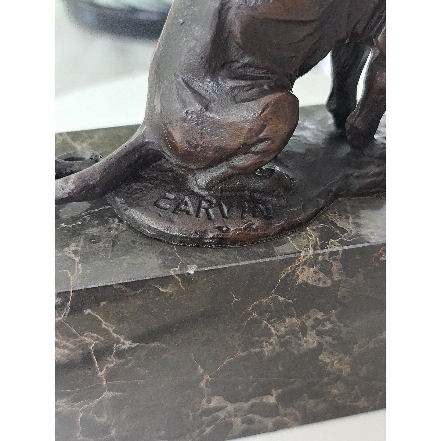 African Lion,Leopard, Cougar Bronze Sculpture On Marble Base