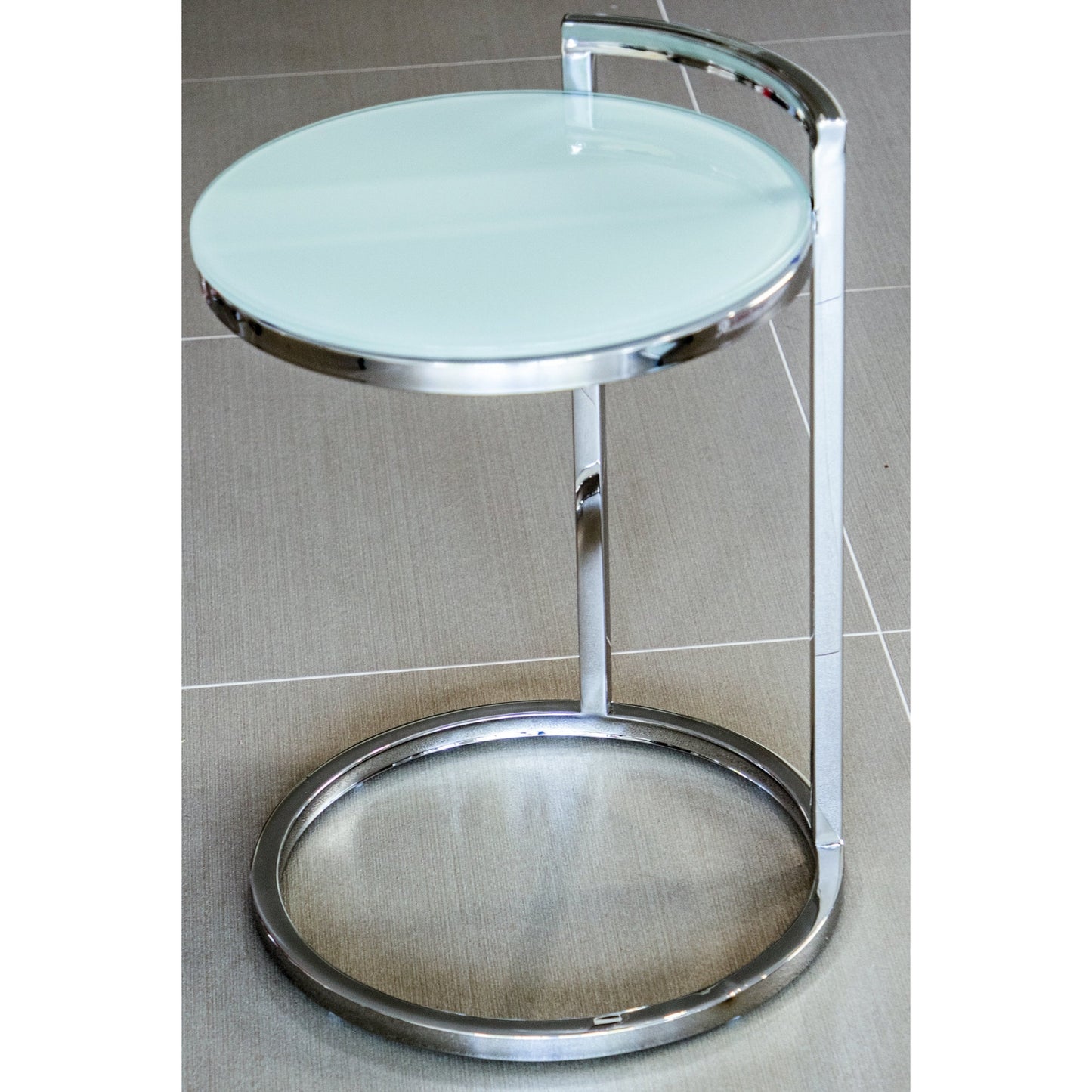 Azda Mirror Polished Stainless Steel Side Table with Glass Top