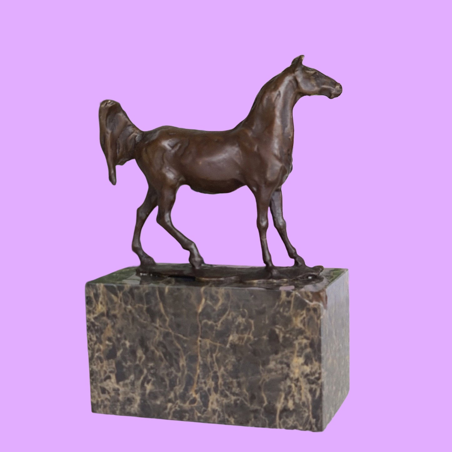 Bronze sculpture of Horse Standing Artwork On Marble