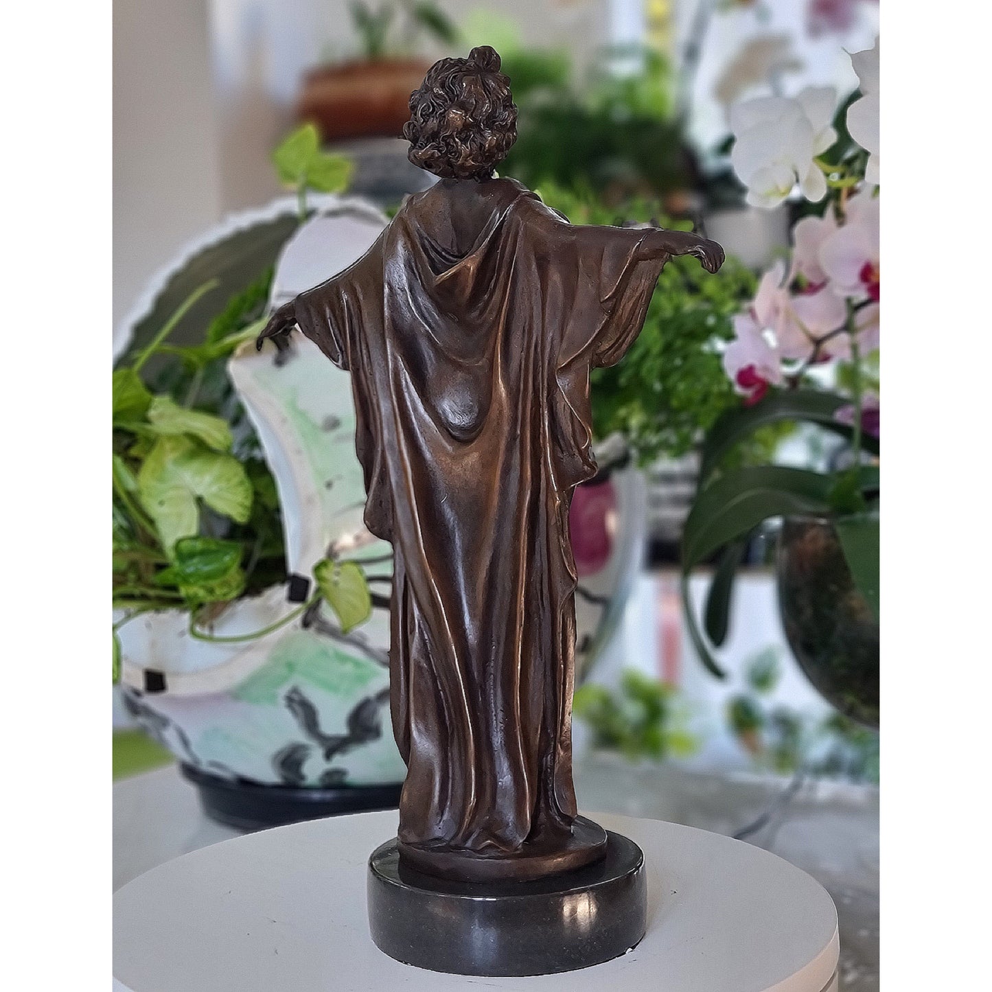 Solid Bronze Nude Open Arms Woman Statue Sculpture Art