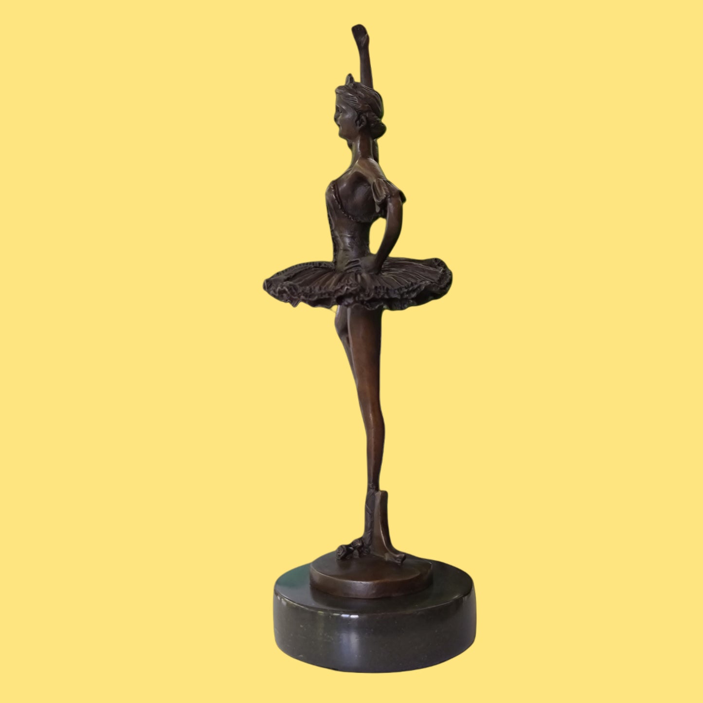Ballerina Bronze Sculpture Of Dancing Woman On Marble Base