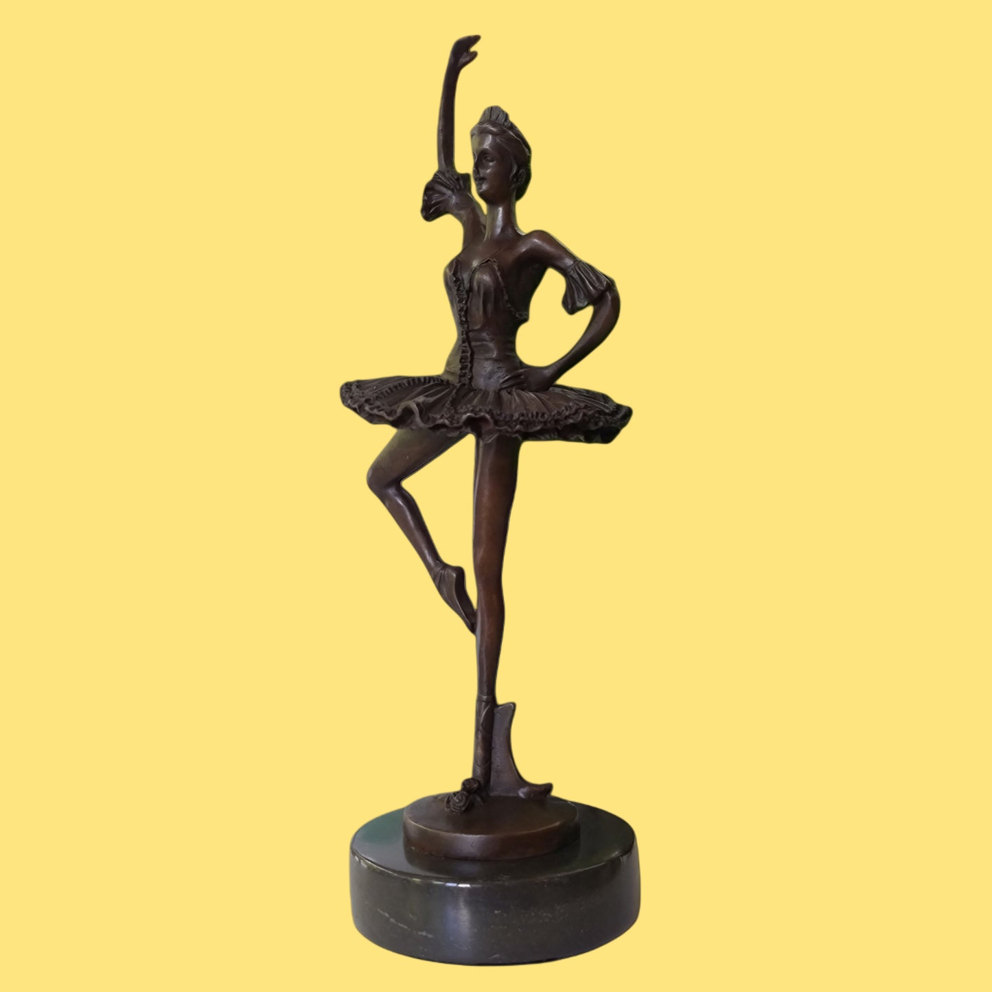 Ballerina Bronze Sculpture Of Dancing Woman On Marble Base