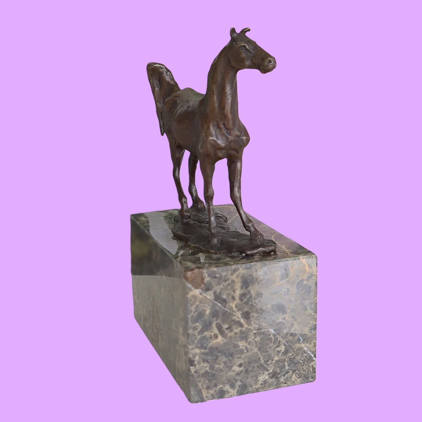 Bronze sculpture of Horse Standing Artwork On Marble