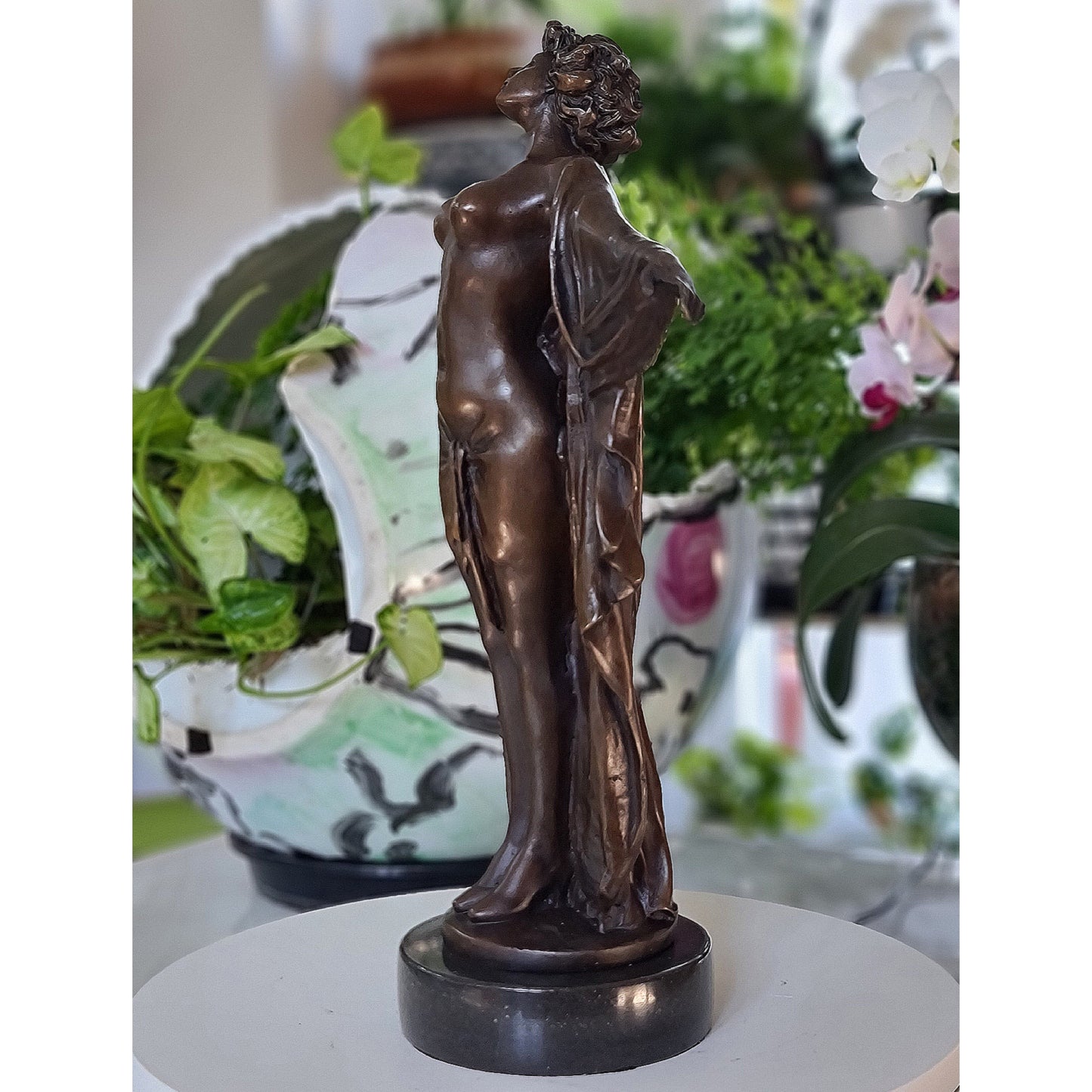 Solid Bronze Nude Open Arms Woman Statue Sculpture Art