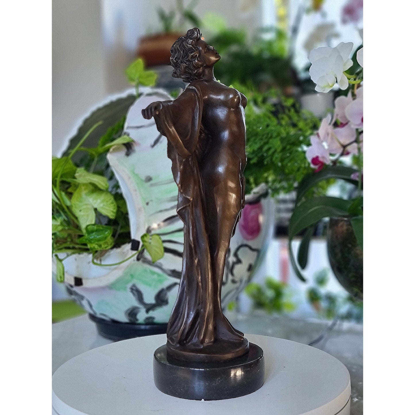 Solid Bronze Nude Open Arms Woman Statue Sculpture Art