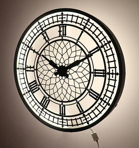 Big Ben 55 Cm Wall Clock With Black Hands/ Lamp clock