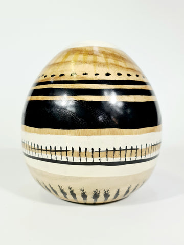 Round Handpaintned/ Handmade Wooden Vase: Dawn And Dusk (70% OFF)