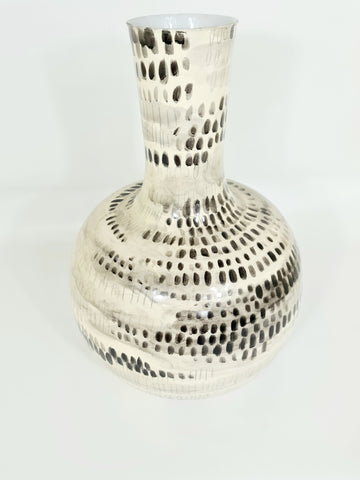 Large Hand Painted Black Dots Vase (70% OFF)