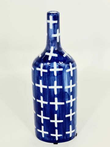 Blue And White Porcelain Bottle: Crosses (70% OFF)