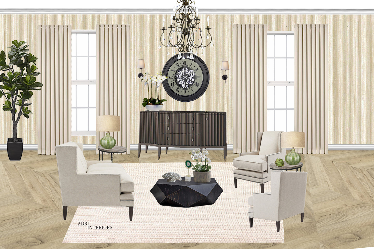 X large 80 Cm Champs-Elysees Mirror Moving Gear Wall Clock (display item)