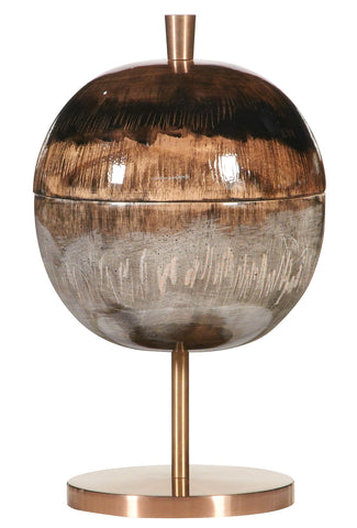 Brown Handpainted/ Handmade Gradient wooden Capped Sphere On Copper Footing (70% OFF)