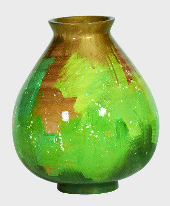 Handpaintned, Handmade Wooden Vase: Gold & Green (70% OFF)