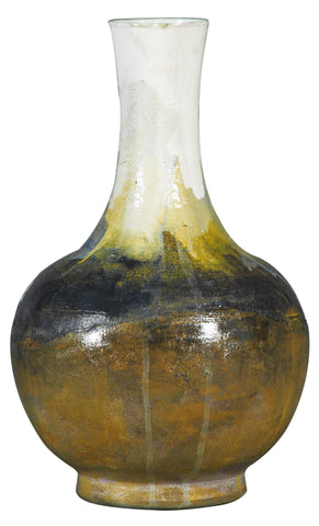 Textured Tydria Hand Painted/ Handmade Ceramic  Vase: Pastel Ice, Brown Rust