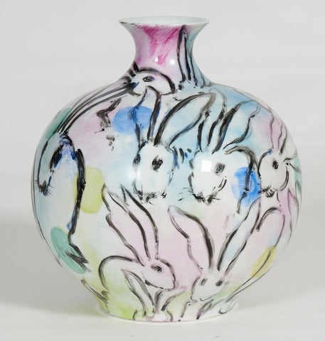 Large Vintage Handpainted Vase: Rabbits (70% OFF)