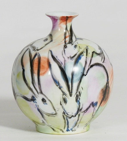 Vintage Handpainted Vase: Rabbits (70% OFF)