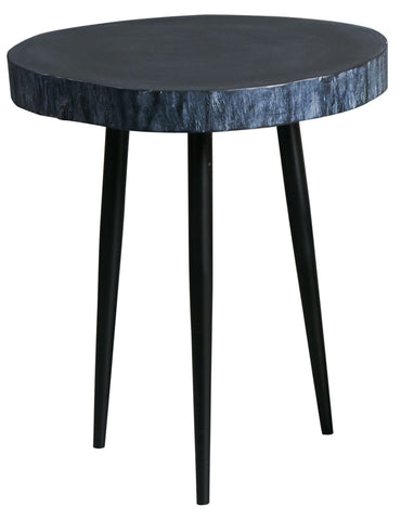 Medium Black Wood Slab Side Table With  Metal Legs (40% OFF)