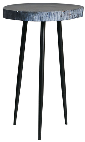 High Black Wood Slab Side Table With Metal Legs(70% OFF)
