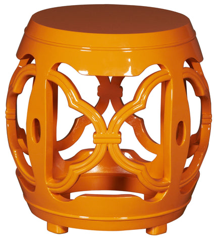 Orange Lacquered Drum Stool (70% OFF)