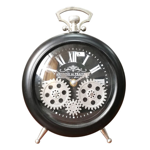 Antoine De Praiteau Victorian Black Gear Table Clock