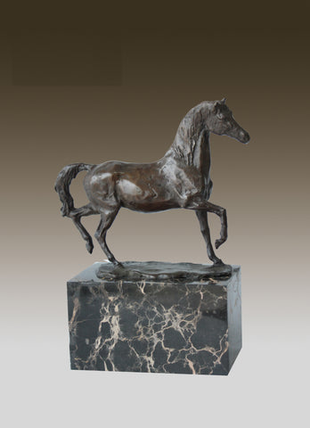 Bronze sculpture of Horse Galloping Artwork On Marble