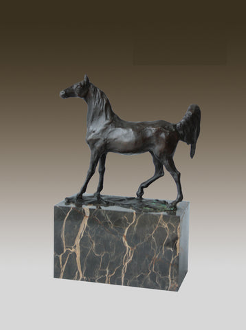 Bronze sculpture of Horse Standing Artwork  On Marble