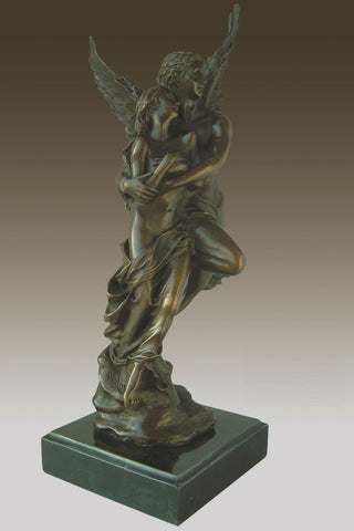 Bronze Sculpture Angel " Psyche And Eros " Statue Figure Cupid