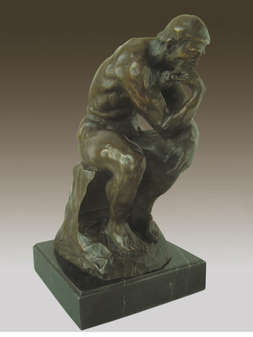 Elegant Bronze Marble Base Statue Rodin`s The Thinker Sculpture Art Figure.