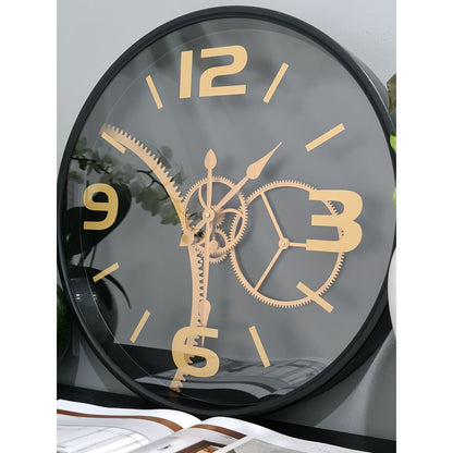 59 Cm Gold & Black Chumming Process Moving Gear Wall clock