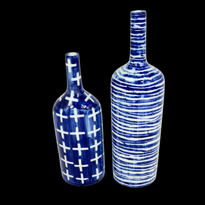 Blue And White Porcelain Bottle: Crosses