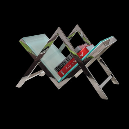 Ezo Polished Stainless Steel Book Stand with White Tempered Glass