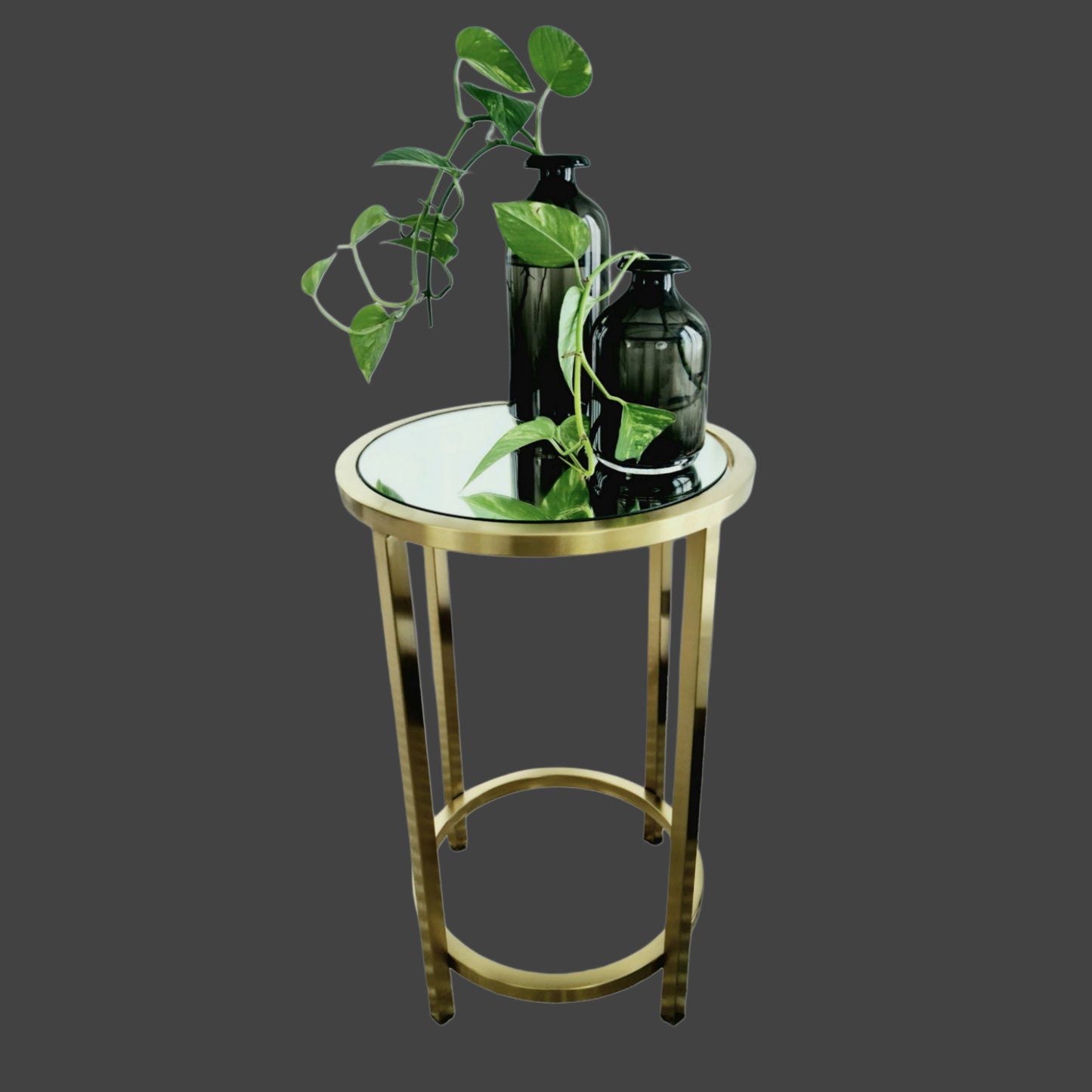 Dyako Gold Stainless Steel Side Table with Mirror Top