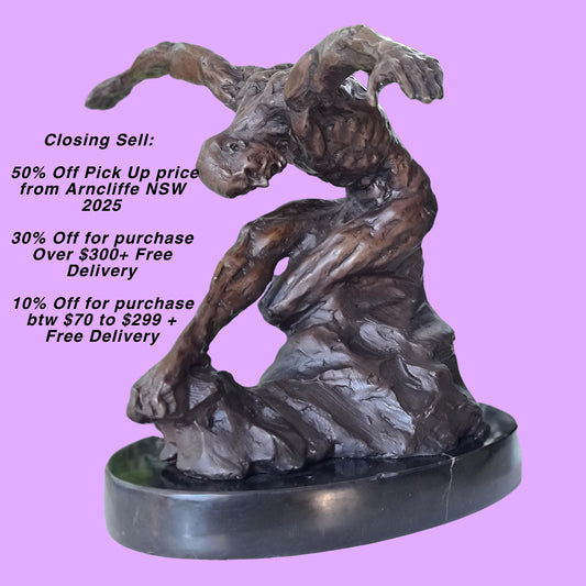  Bronze Sculpture Athletic Male Yoga Exercise on Marble Base