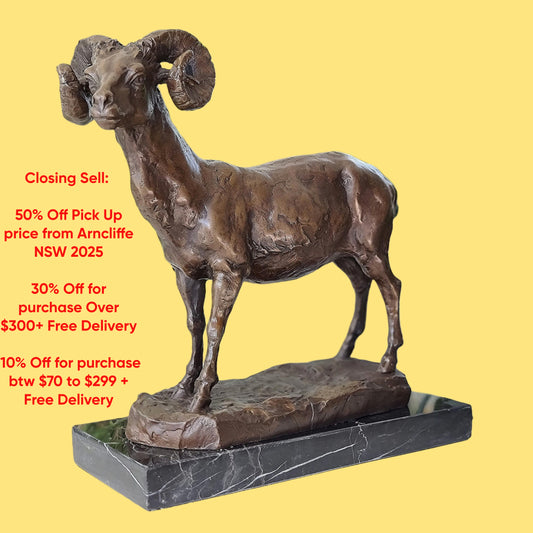 Ibex, Wild Mountain Goat, Steinbock, Bouquetin Bronze Sculpture