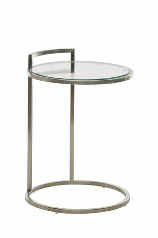 Azda Mirror Polished Stainless Steel Side Table with White or Clear Glass Top