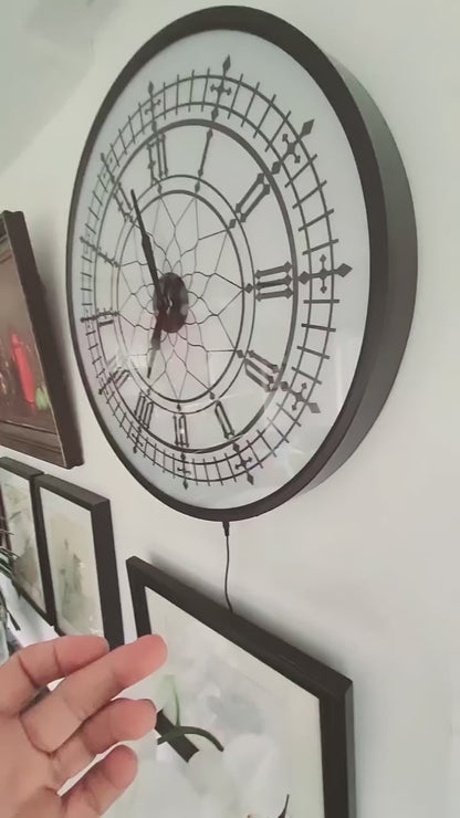 Big Ben 55 Cm Wall Clock With Black Hands/ Lamp clock