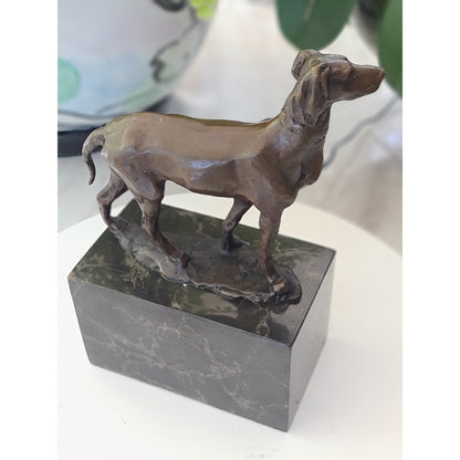 Bronze Hunting Dog / Hound Sculpture Marble Base