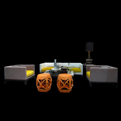 Orange Lacquered Drum Stool
