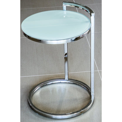 Azda Mirror Polished Stainless Steel Side Table with  Glass Top