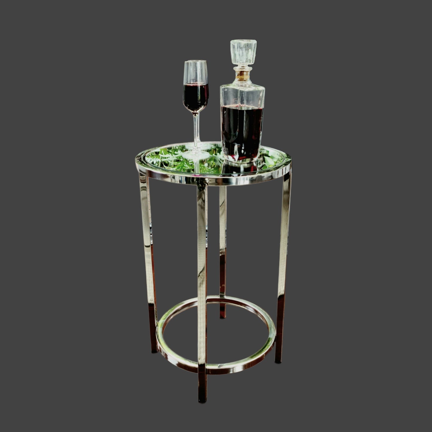 Dyako Mirror Stainless Steel Side Table with Mirror Top
