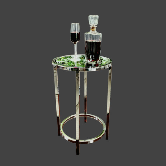 Dyako Mirror Stainless Steel Side Table with Mirror Top