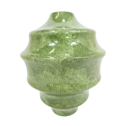 Chrysalis Vase: Green Shagreen, Spiral Design