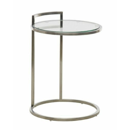 Azda Mirror Polished Stainless Steel Side Table Clear Glass Top