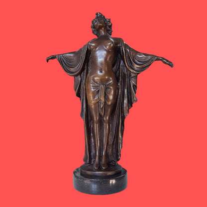 Solid Bronze Nude Open Arms Woman Statue Sculpture Art