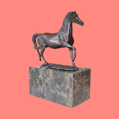 Bronze sculpture of Horse Galloping Artwork On Marble