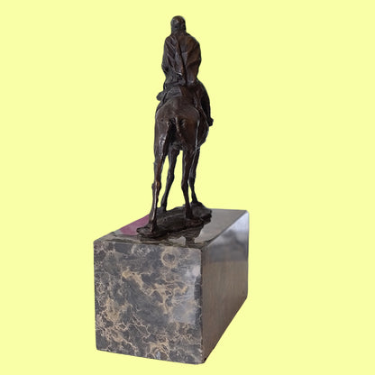 Lawrence of Arabia Camel & Rider Bronze Marble Statue On Marble