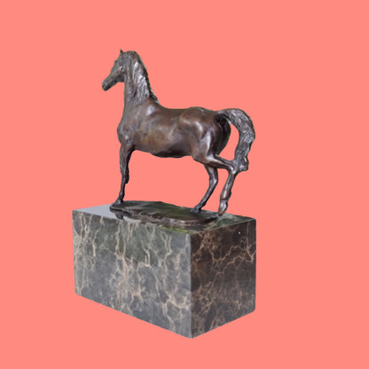 Bronze sculpture of Horse Galloping Artwork On Marble