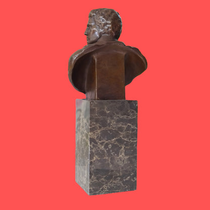 Bronze Sculpture Of  Caesar Augustus Bust On Marble Base