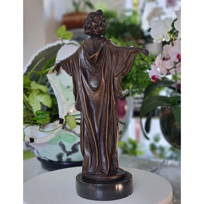 Solid Bronze Nude Open Arms Woman Statue Sculpture Art