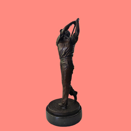 Bronze Sculpture of Golfer Golf-Spieler On Marble Base