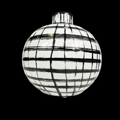 Large Hand painted Graphic Black and White Strips Vase